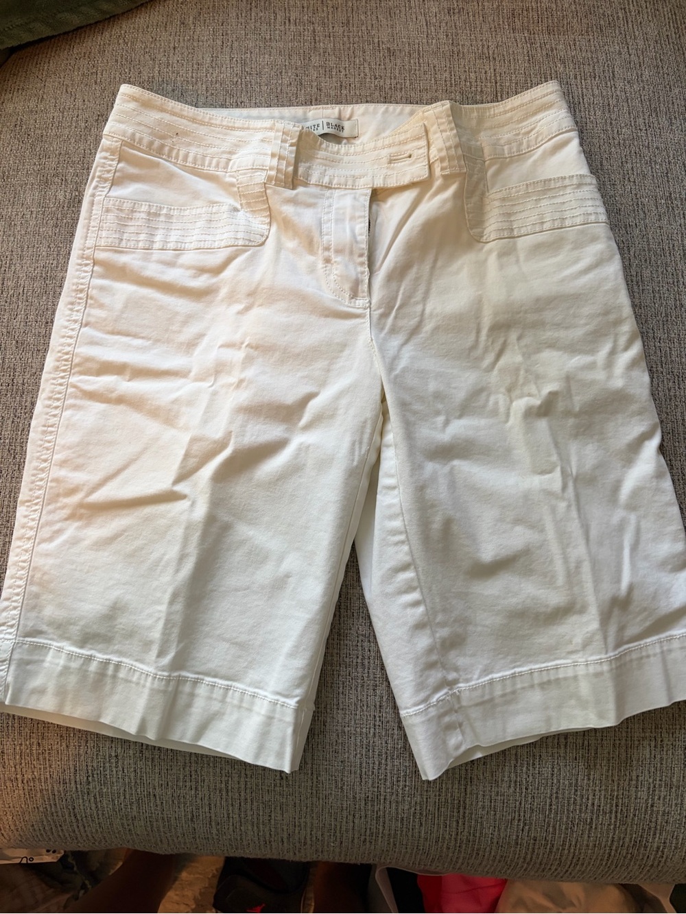 White House Black Market White Bermuda Shorts with Tailored Details